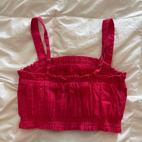 Abercrombie and Fitch pink linen blended crop top - Picture 3 of 5